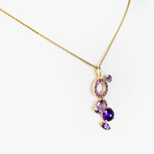 Load image into Gallery viewer, Multi-Stone Amethyst Yellow Gold Pendant
