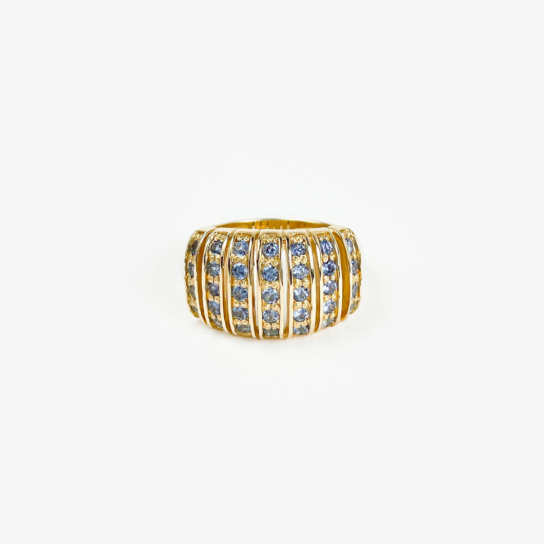 Montana Blue Sapphire Wide Yellow Gold Ring