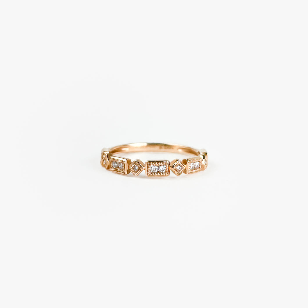 Geometric Diamond Rose Gold Ring