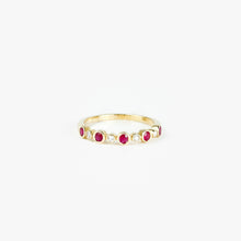 Load image into Gallery viewer, Alternating Rubies and Diamonds Yellow Gold Ring
