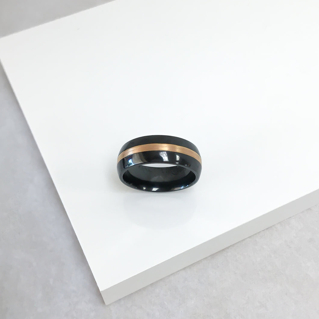 Black Zirconium and Gold Ring