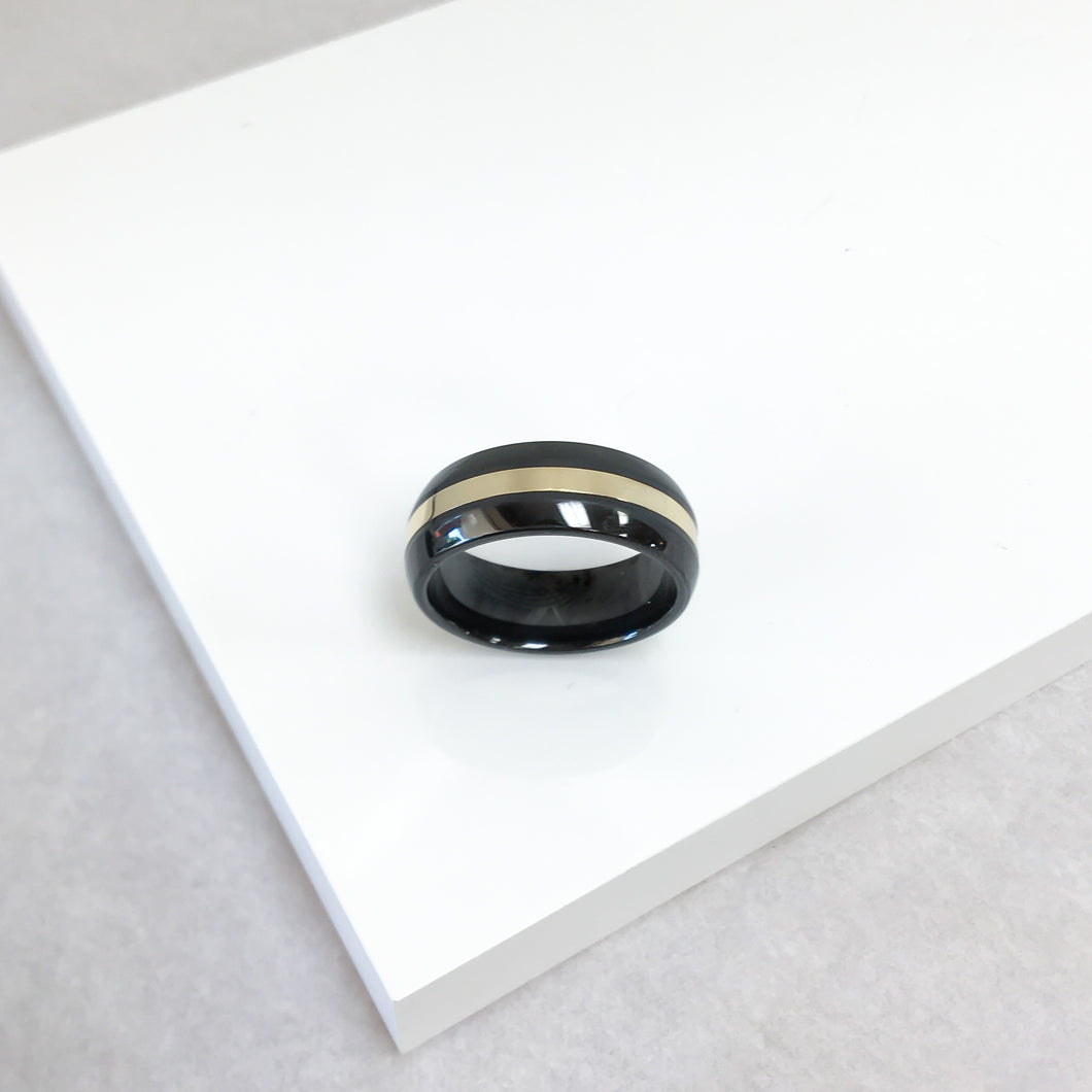Black Ceramic and Gold Ring
