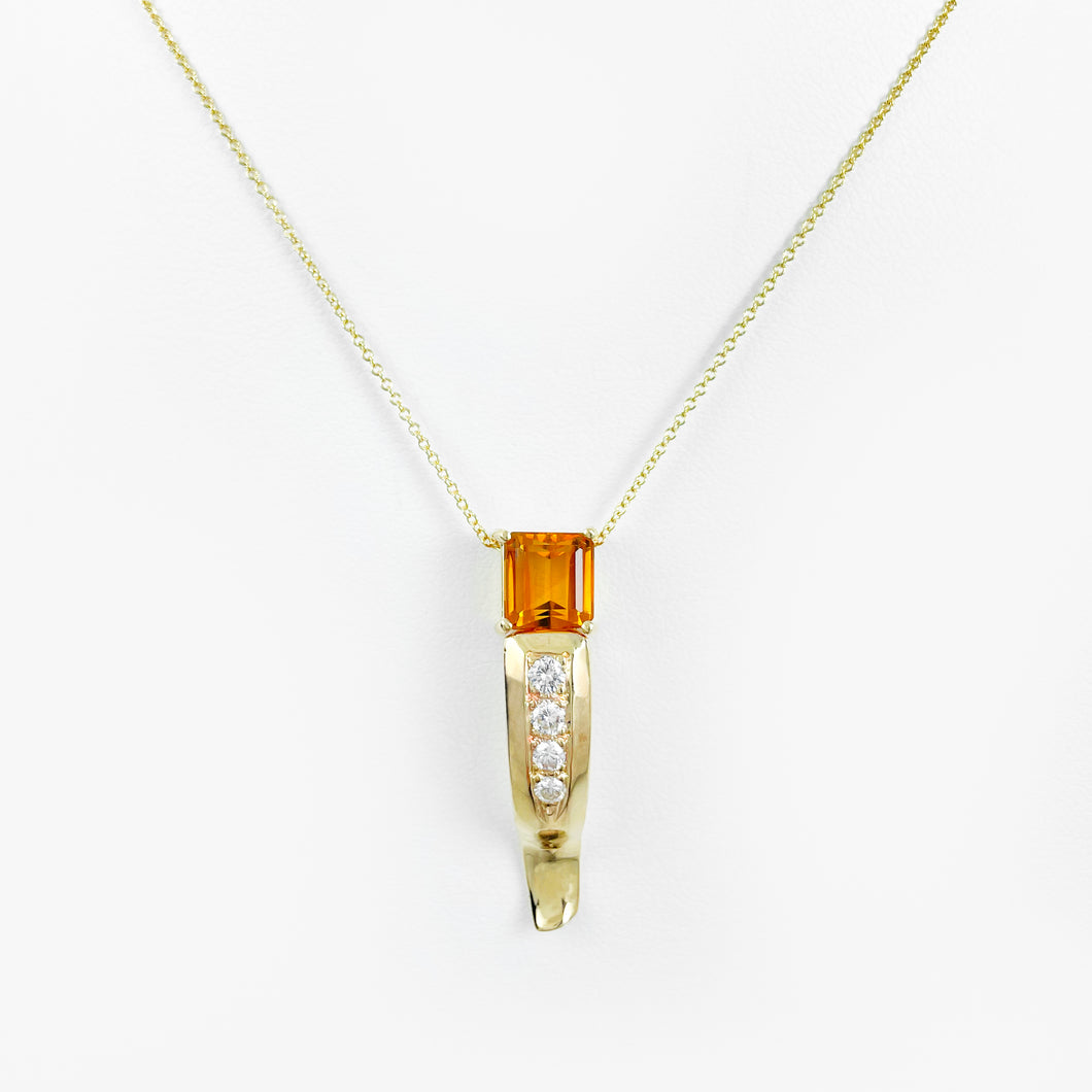 Citrine and Diamond Yellow Gold Pendant