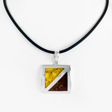 Load image into Gallery viewer, Amber Diagonal Silver Pendant
