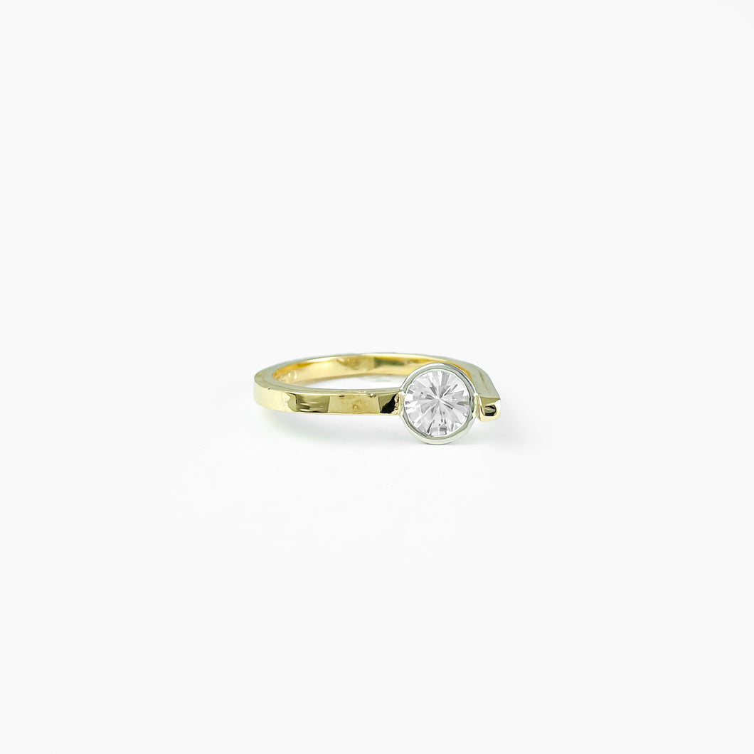 White Sapphire Yellow Gold Ring