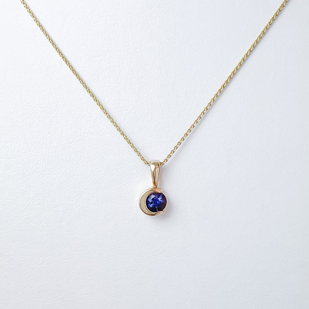 Iolite Gold Moon Pendant