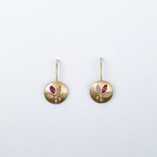 Load image into Gallery viewer, Ruby Yellow Gold Earrings
