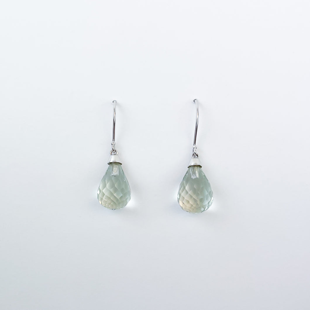 Prasiolite White Gold Dangle Earrings