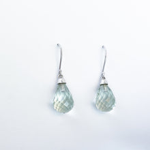Load image into Gallery viewer, Prasiolite White Gold Dangle Earrings
