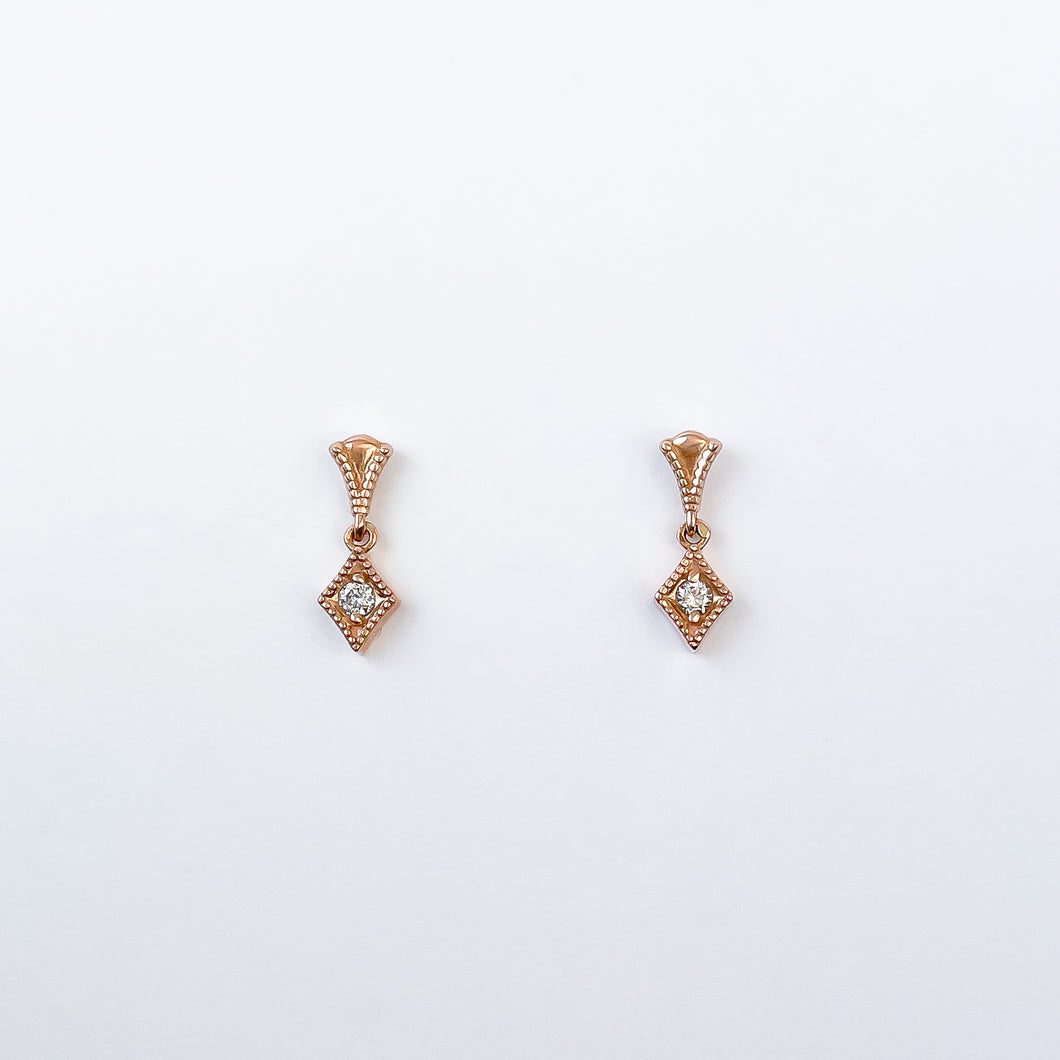 Diamond Rose Gold Dangle Earrings