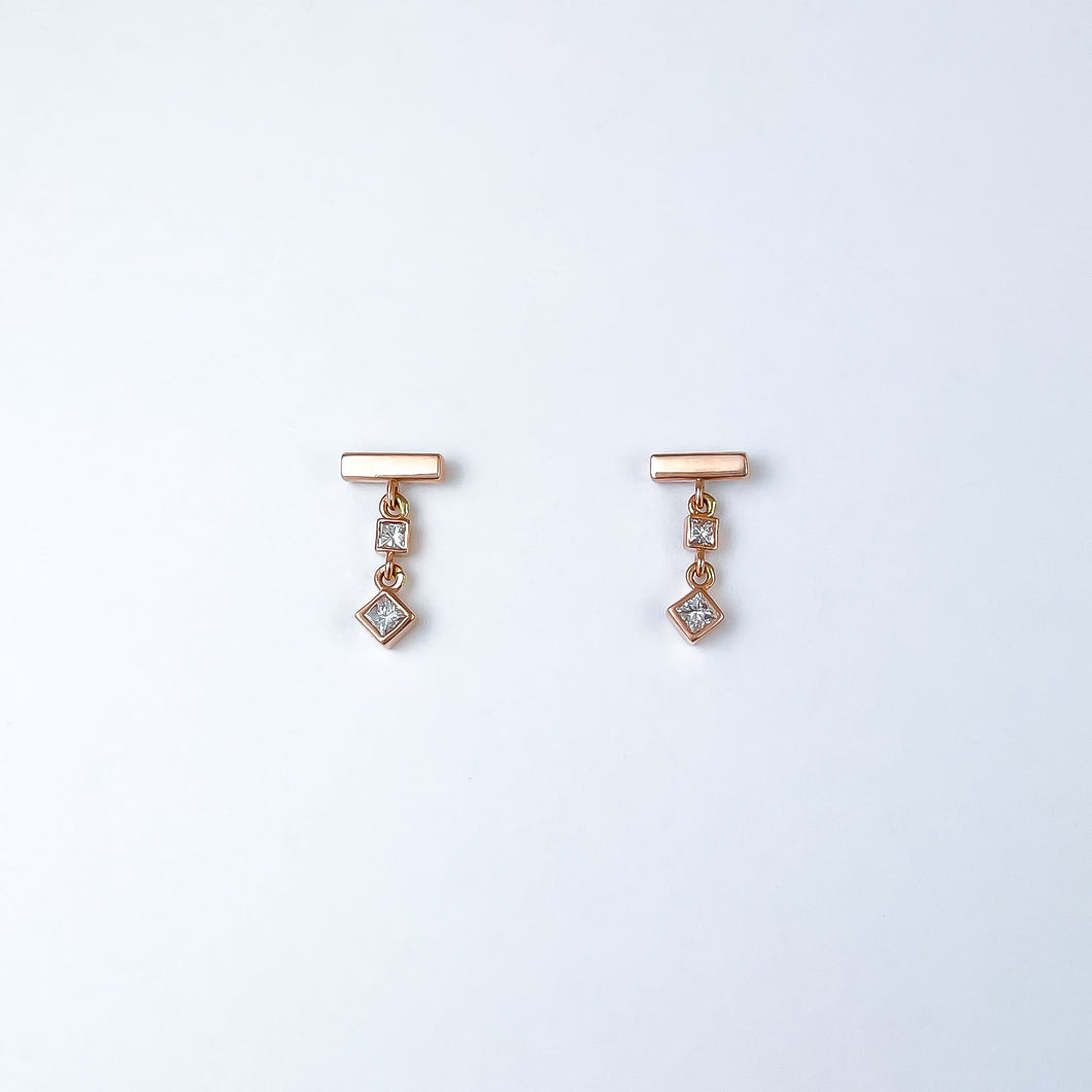 Diamond Dangle Rose Gold Earrings