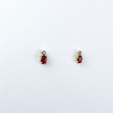 Load image into Gallery viewer, Ruby and Diamond Yellow Gold Stud Earrings
