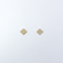 Load image into Gallery viewer, Square Diamond Grid Yellow Gold Stud Earrings
