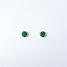 Load image into Gallery viewer, Malachite Yellow Gold Stud Earrings
