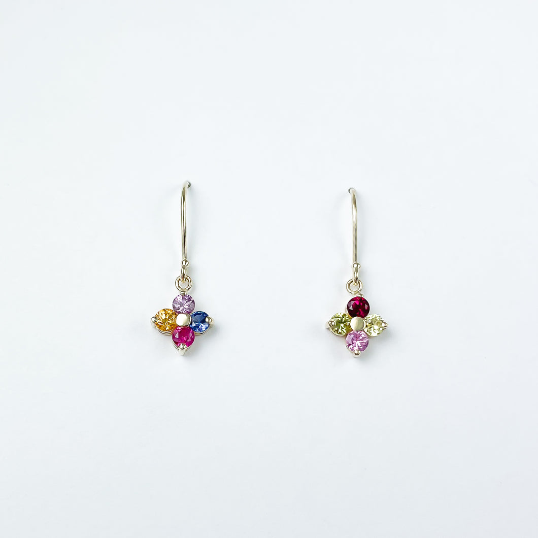 Multicolored Sapphire Yellow Gold Dangle Earrings