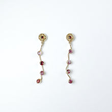 Load image into Gallery viewer, Garnet Yellow Gold Dangle Earrings
