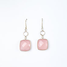 Load image into Gallery viewer, Rose and White Quartz Yellow Gold Dangle Earrings
