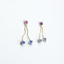 Load image into Gallery viewer, Sapphire and Tanzanite Gold Drop Earrings
