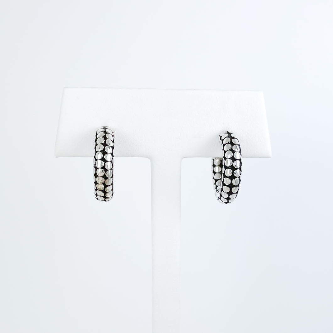 Dot Design Silver Hoop Earrings