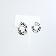 Load image into Gallery viewer, Dot Design Silver Hoop Earrings
