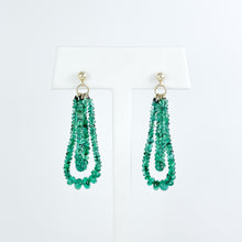 Load image into Gallery viewer, Beaded Emerald Yellow Gold Dangle Earrings

