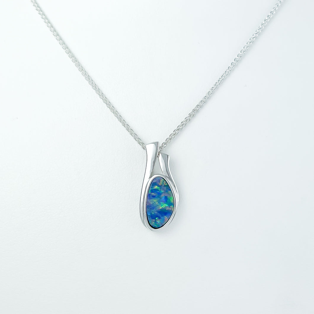 Boulder Opal Doublet Silver Pendant
