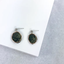 Load image into Gallery viewer, Copper Agate Medium Drop Earrings - Marlor Jewelry Originals - White Gold Stud+ Rose Gold Setting
