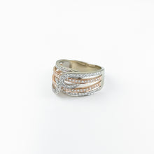 Load image into Gallery viewer, Multi-Band Diamond Two Tone Gold Ring
