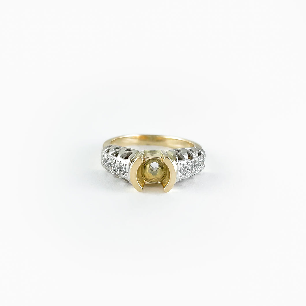 Diamond Two Tone Gold Semi Mount Ring