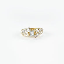 Load image into Gallery viewer, Princess Cut and Double Row Diamond Yellow Gold Ring
