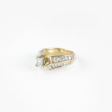 Load image into Gallery viewer, Princess Cut and Double Row Diamond Yellow Gold Ring
