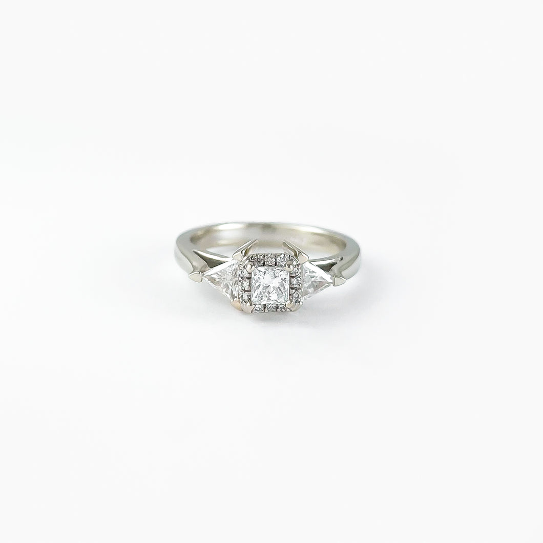 Princess Cut Halo Diamond White Gold Ring