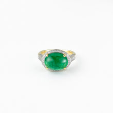 Load image into Gallery viewer, Emerald and Diamond Yellow Gold Ring
