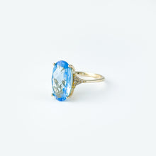 Load image into Gallery viewer, Swiss Blue Topaz and Diamond Yellow Gold Ring
