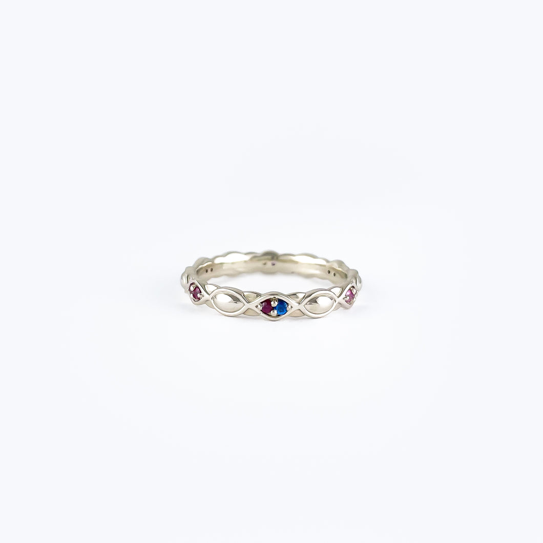 Multi-Colored Sapphire White Gold Ring