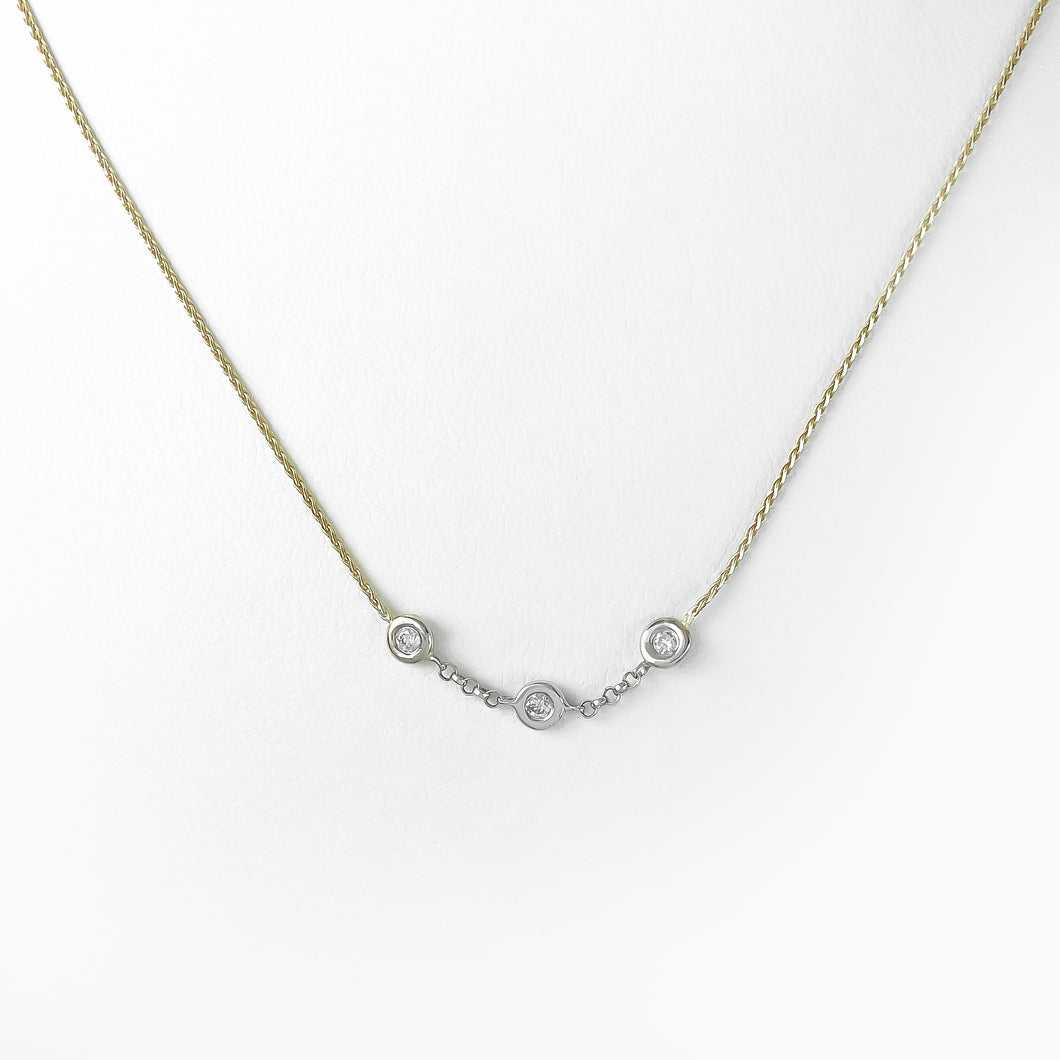 Diamond Dots Two Tone Gold Necklace