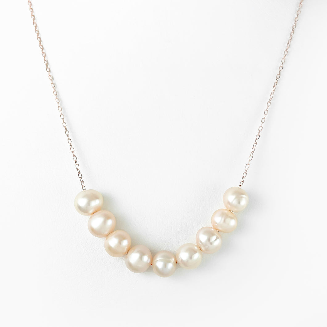 Pink Pearls Rose Gold Necklace