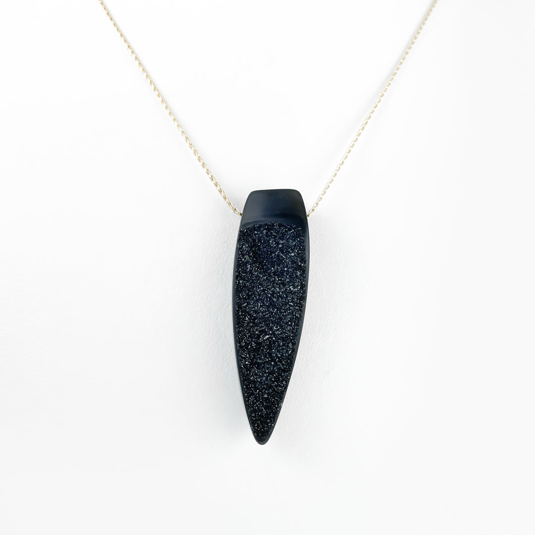 Black Onyx Drusy Yellow Gold Necklace