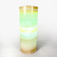 Load image into Gallery viewer, Tehuacan Green Onyx Cylinder Lamp

