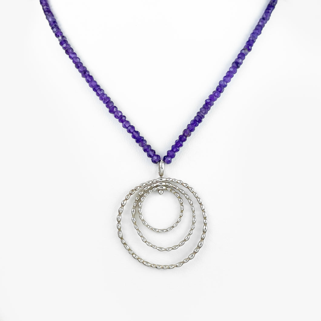 Amethyst Beaded Silver Necklace