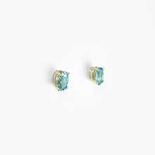 Load image into Gallery viewer, Swiss Blue Topaz Yellow Gold Stud Earrings
