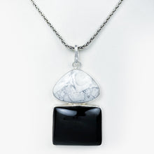 Load image into Gallery viewer, Howlite and Onyx Silver Pendant
