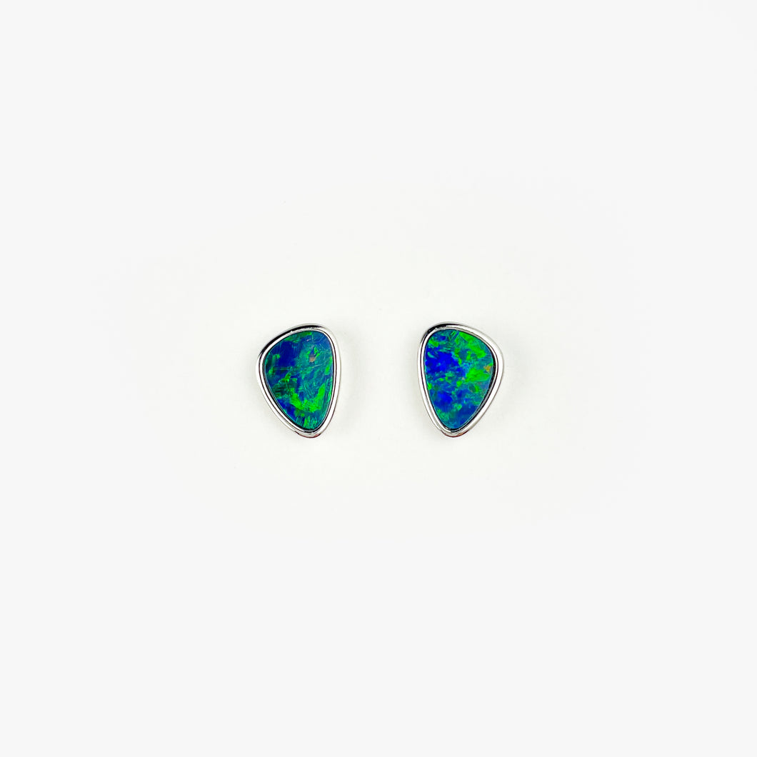 Boulder Opal Doublet Silver Stud Earrings