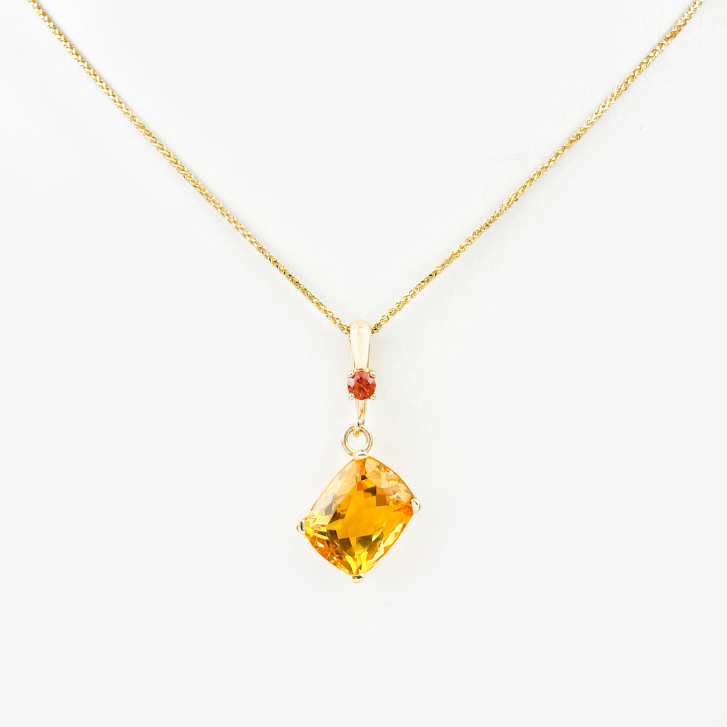 Citrine and Sapphire Yellow Gold Pendant