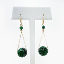 Load image into Gallery viewer, Green Jade Yellow Gold Dangle Earrings
