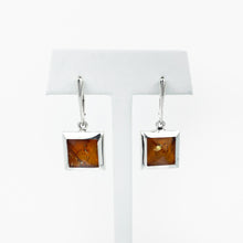 Load image into Gallery viewer, Amber Pyramid Silver Dangle Earrings
