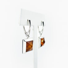 Load image into Gallery viewer, Amber Pyramid Silver Dangle Earrings
