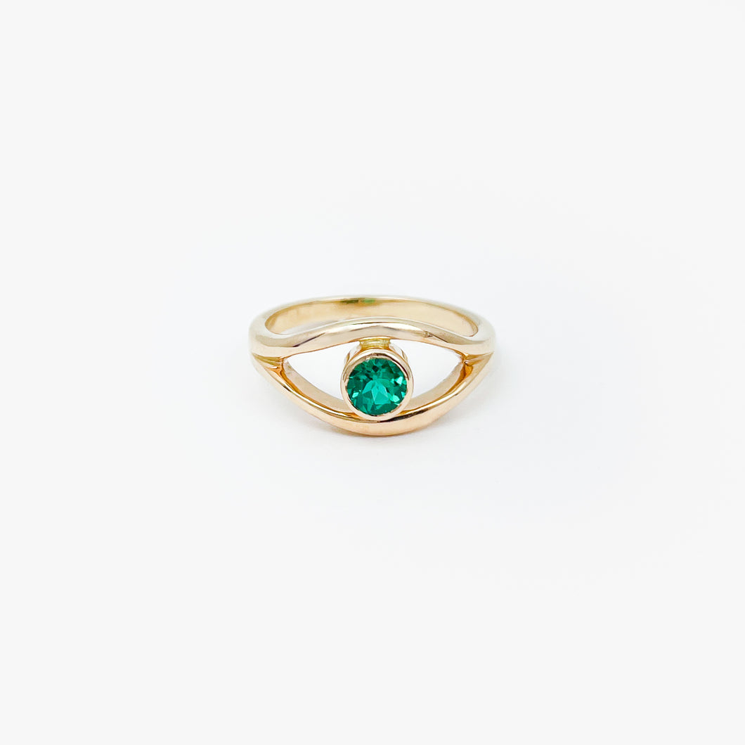 Lab Grown Emerald Yellow Gold Ring