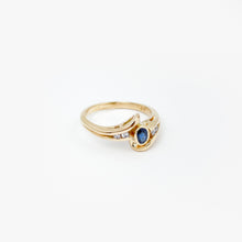 Load image into Gallery viewer, Blue Sapphire and Diamond Yellow Gold Ring
