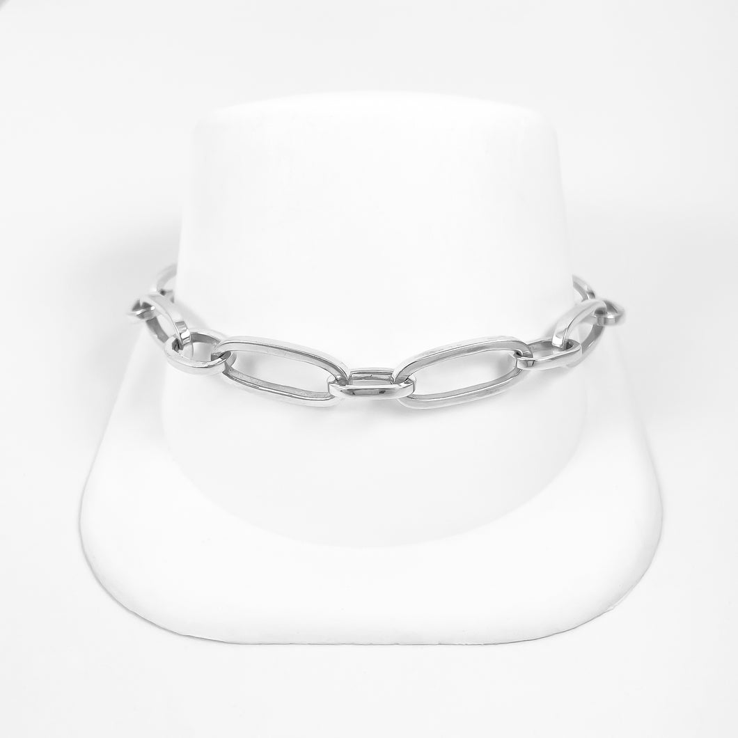 Paperclip Alternating Chain Silver Bracelet